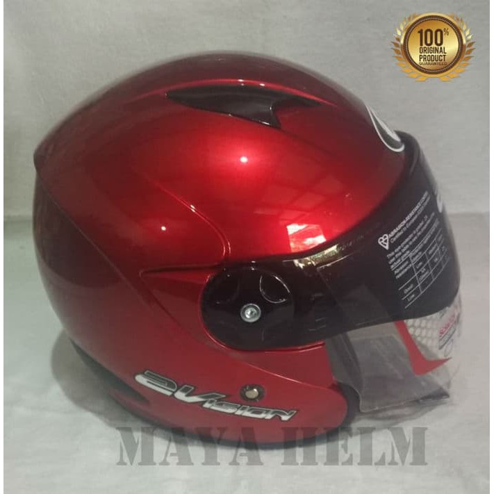 helm kyt 2 vision red maroon