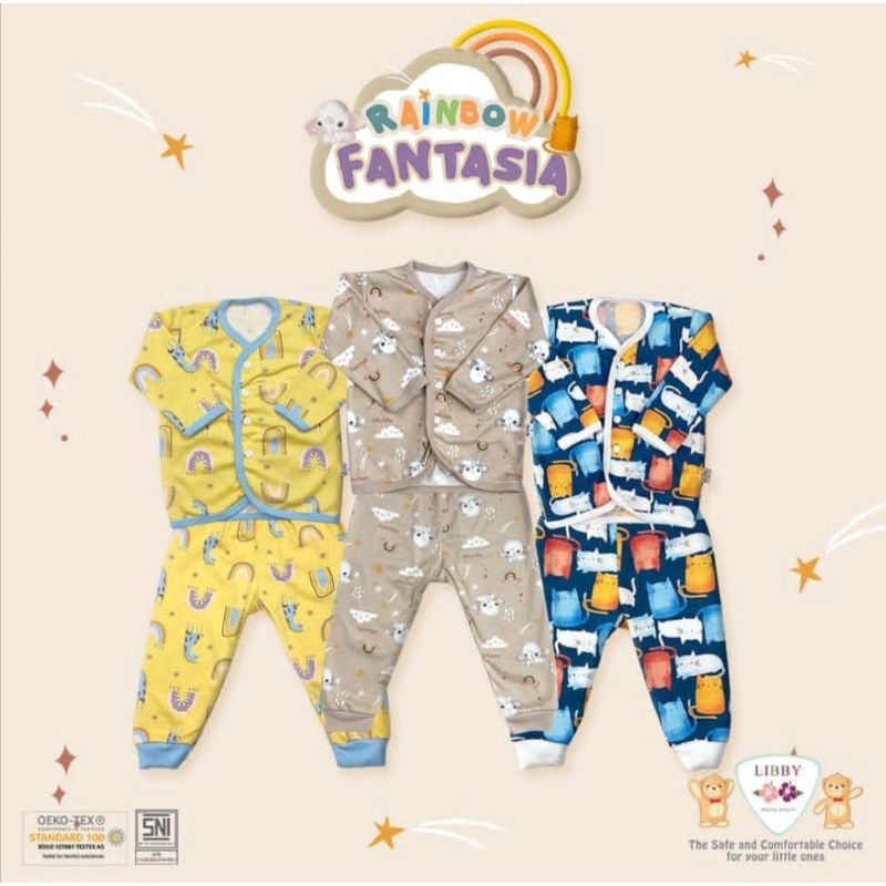 Baju Setelan Panjang Libby/Pakaian Bayi Libby Kancing Depan