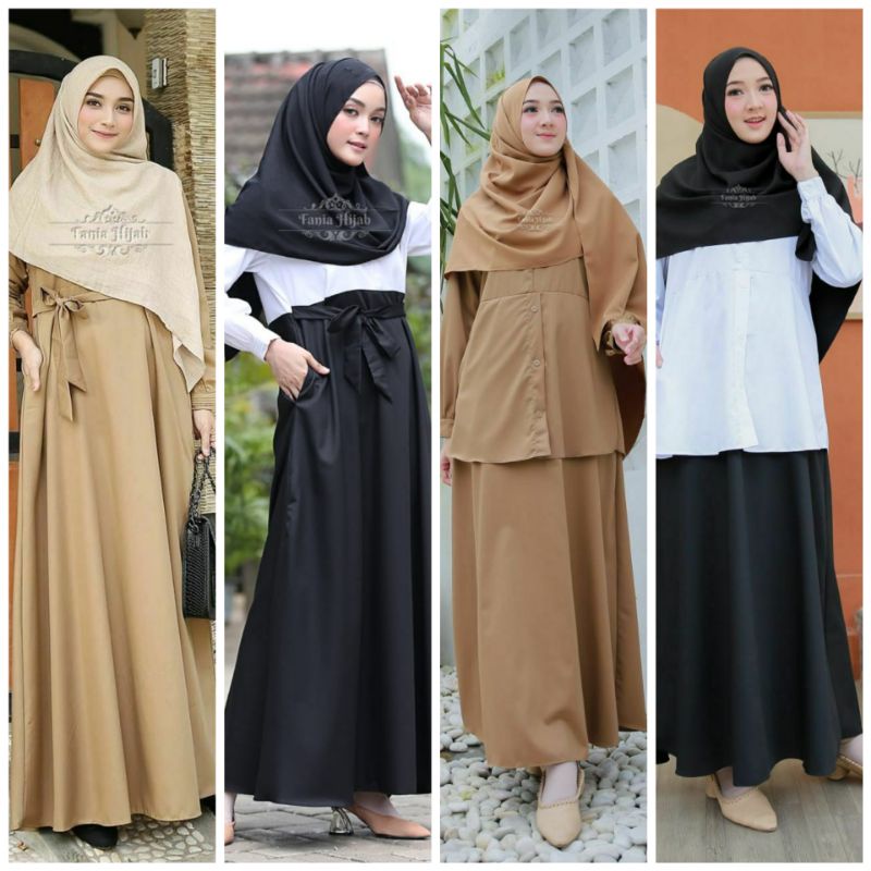 GAMIS KERJA PNS / GAMIS KERJA HITAM PUTIH /  FANIA HIJAB
