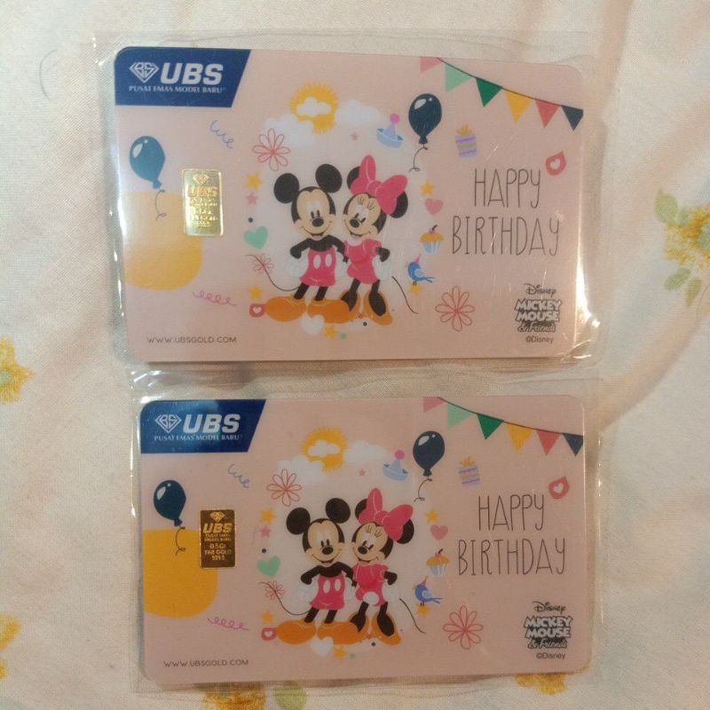 HAMPERS KADO KARTU UBS 0.5 EDISI MICKEY MINNIE HAPPY BIRTHDAY SPESIAL DISNEY FREE POUCH/ZIPLOCK