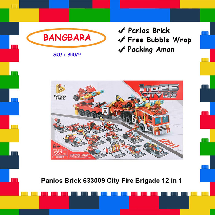 PROMO EKSKLUSIF Panlos Brick 633009 Lego Pemadam Kebakaran 12 In 1 557 Pcs LIMITED