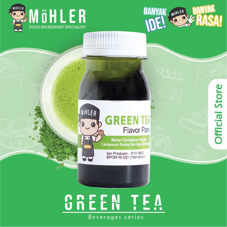 MOHLER Pasta perisa pewarna TEH HIJAU / GREEN TEA / MATCHA (KLIK KOMBO HEMAT UNTUK BELI 1 GRATIS 1)