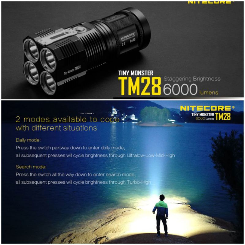 NITECORE TM28 Senter LED CREE XHP35 HI 6000 Lumens - Black