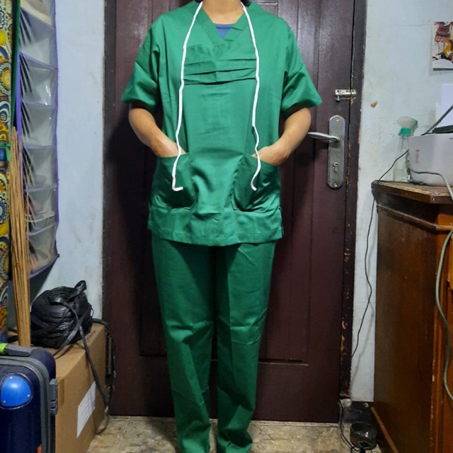 BAJU OKA LENGAN PENDEK HIJAU DRILL