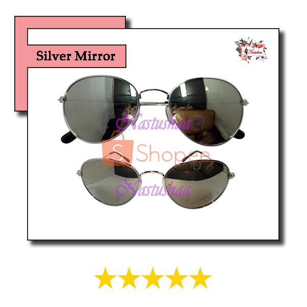 Kacamata Gaya Wanita dan Pria Fashion Retro Lensa Mirror Bingkai Metal Ringan Oval Korea Sunglasess NOCASE