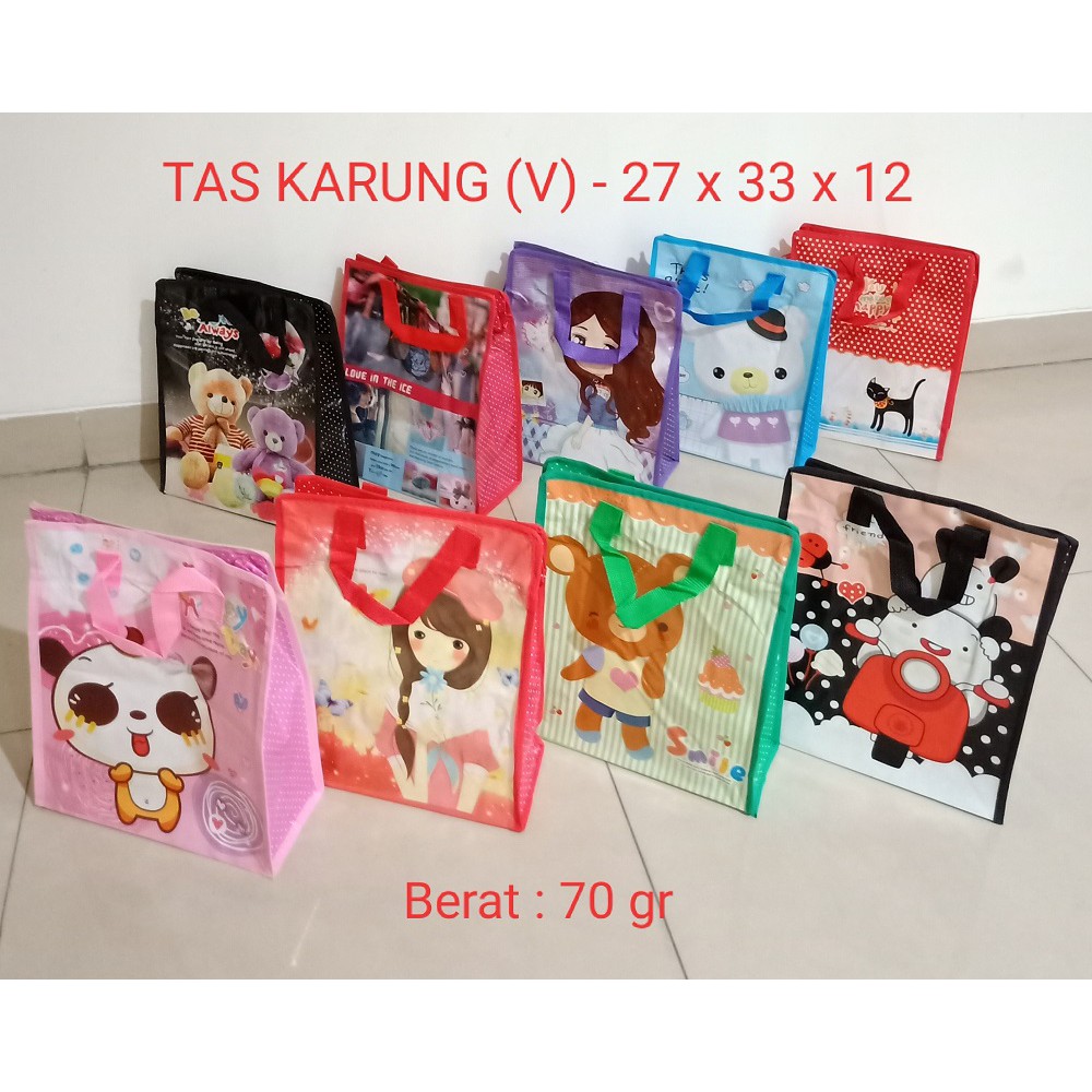 Tas Karung Plastik (V) 27x33x12 Laundry Shop Souvenir Ultah Goodie Bag