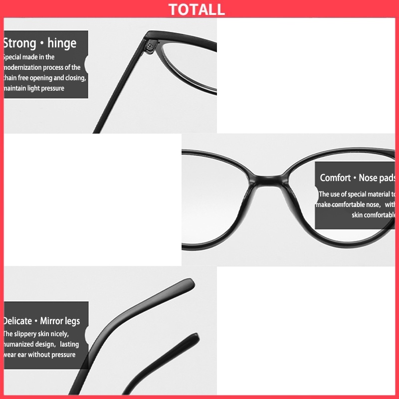 [Totall]Kacamata Korea Wanita Kacamata Anti Radiasi Wanita Fashion Cat Eye Eyeglasses Versatile Optical Glasses