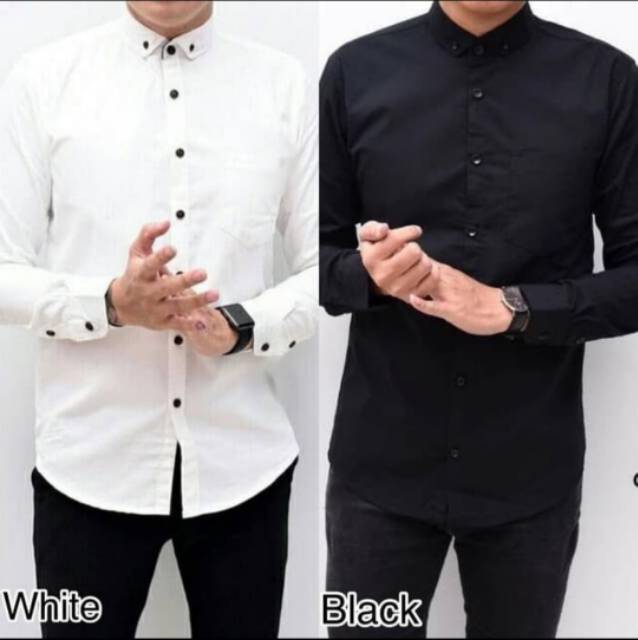 Kemeja Panjang Pria Atasan Kemeja Kasual Kemeja Pria Casual Polos Lengan Panjang Oxford Slimfit