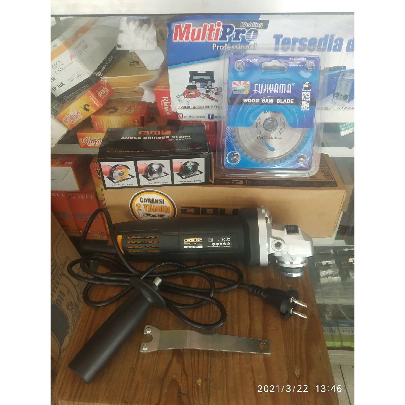 Paket Mesin Gerinda Doliz + Dudukan Gerinda + Mata Potong Kayu Fujiama
