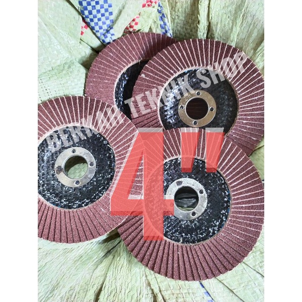 AMPLAS BULAT SUSUN 4" FLAP DISC amplas besi kayu mata gerinda adaptor bor