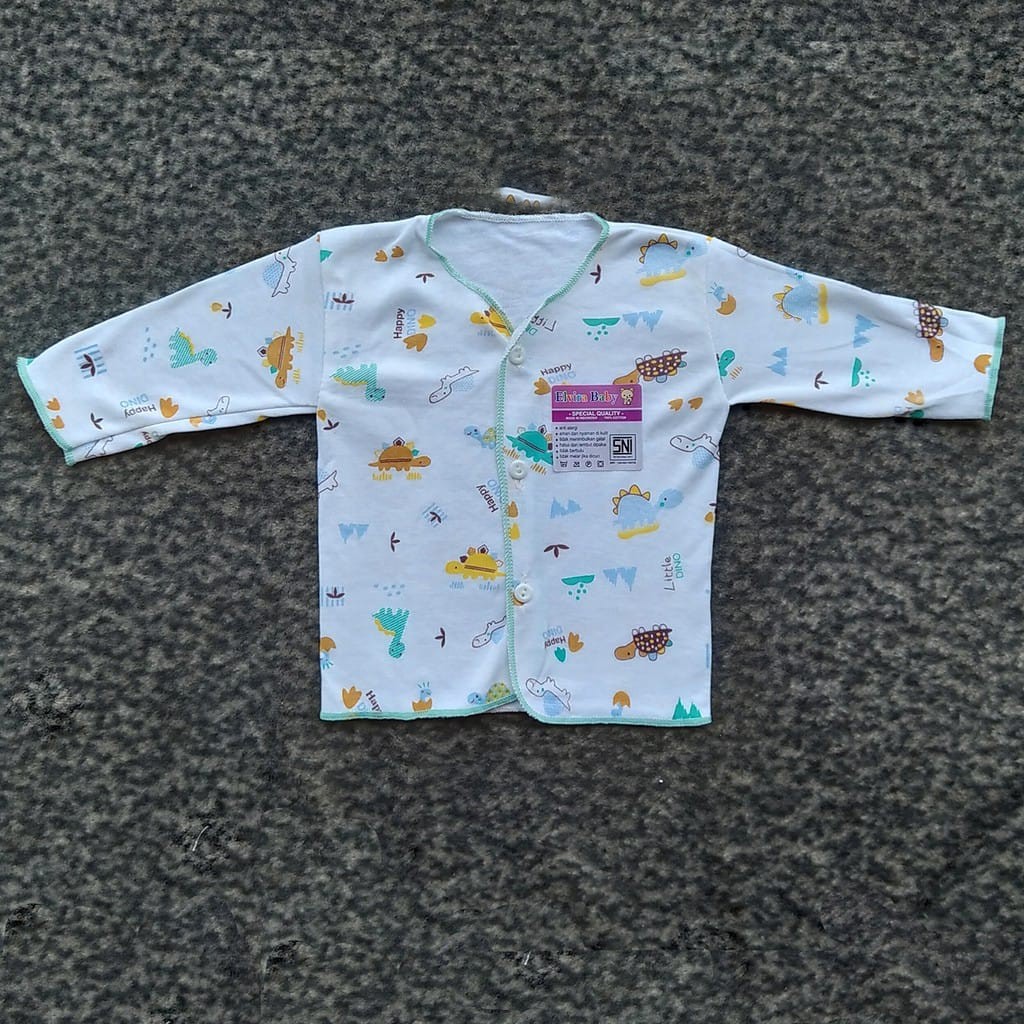 3 Pcs Baju Bayi Lengan Panjang ELVIRA Babyi - Baju Bayi Kancing Depan - Warna Putih