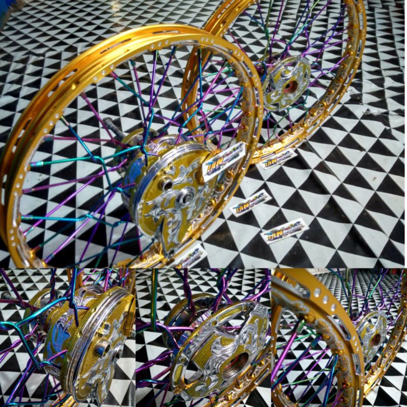 paketan velg full ukiran +tromol sambung+ruji plintir