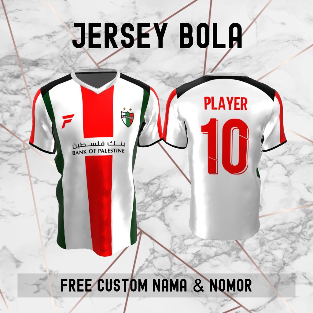 Jersey Palestina Timnas Negara Bola Baju Kaos Custom Nama dan Nomor Punggung - 172