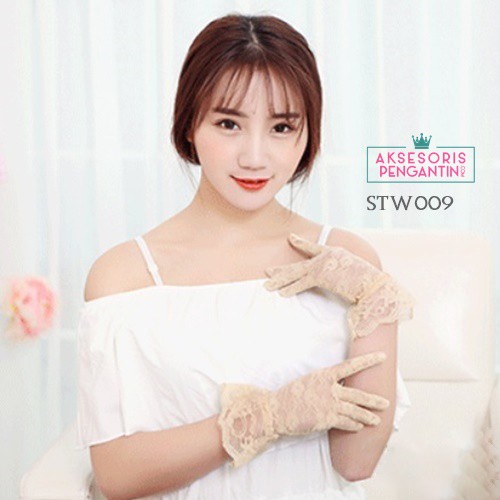 [LIMITED STOCK] SARUNG TANGAN RENDA NUDE WEDDING GLOVES AKSESORIS WANITA STW009