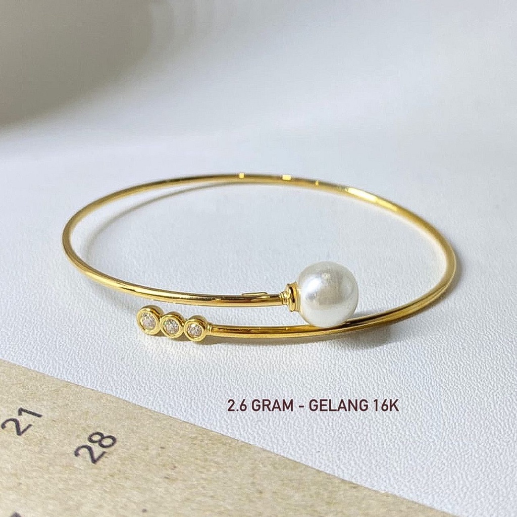 Gelang oval anak dan dewasa emas asli kadar 700 70 16k pearl like mutiara tangan bulat selisih permata ringan 2 3 gram gr gold bangle