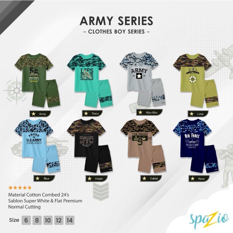 Set Army Clothes Boy Junior Series by Spazio || Setelan anak laki | Readystok