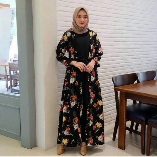 Baju wanita dress wanita terbaru / dress muslim amora motif