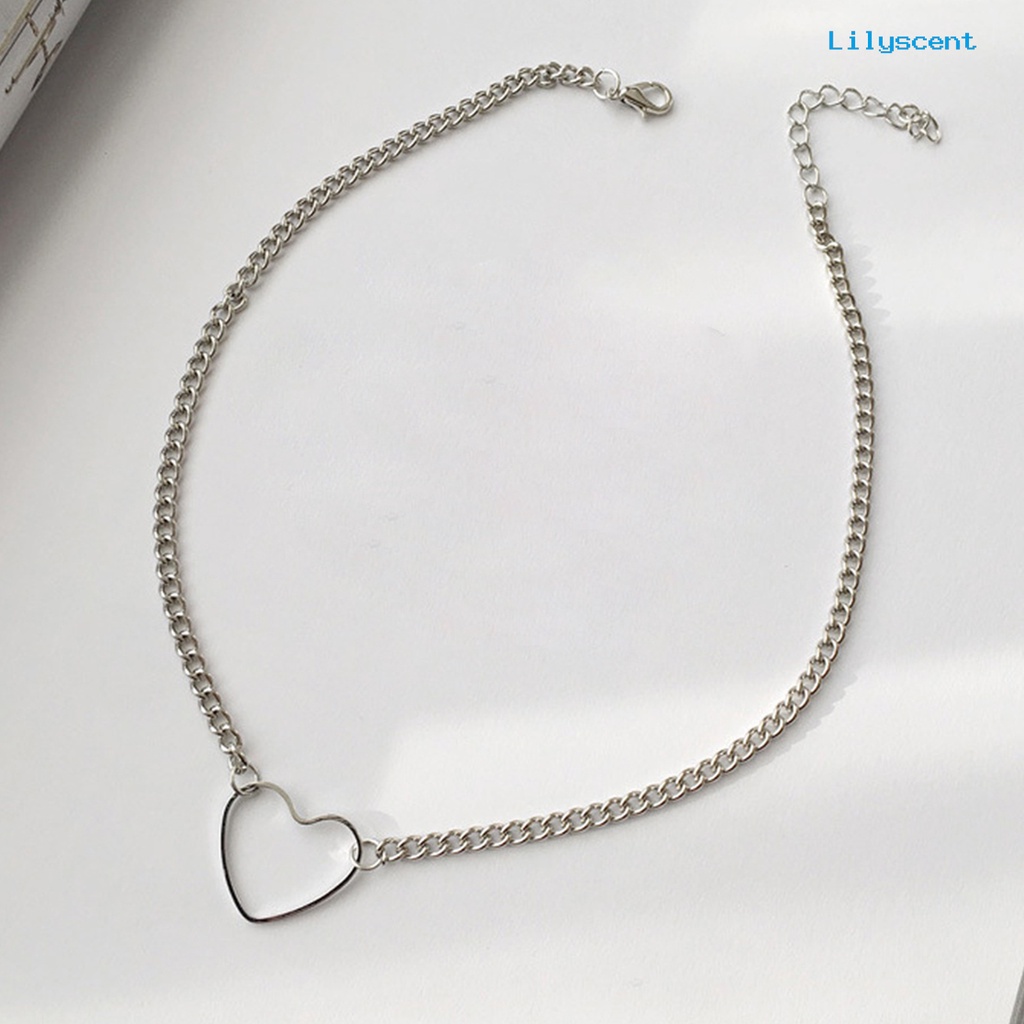 Kalung Rantai Choker Dengan Liontin Bentuk Hati Model Hollow Untuk Wanita