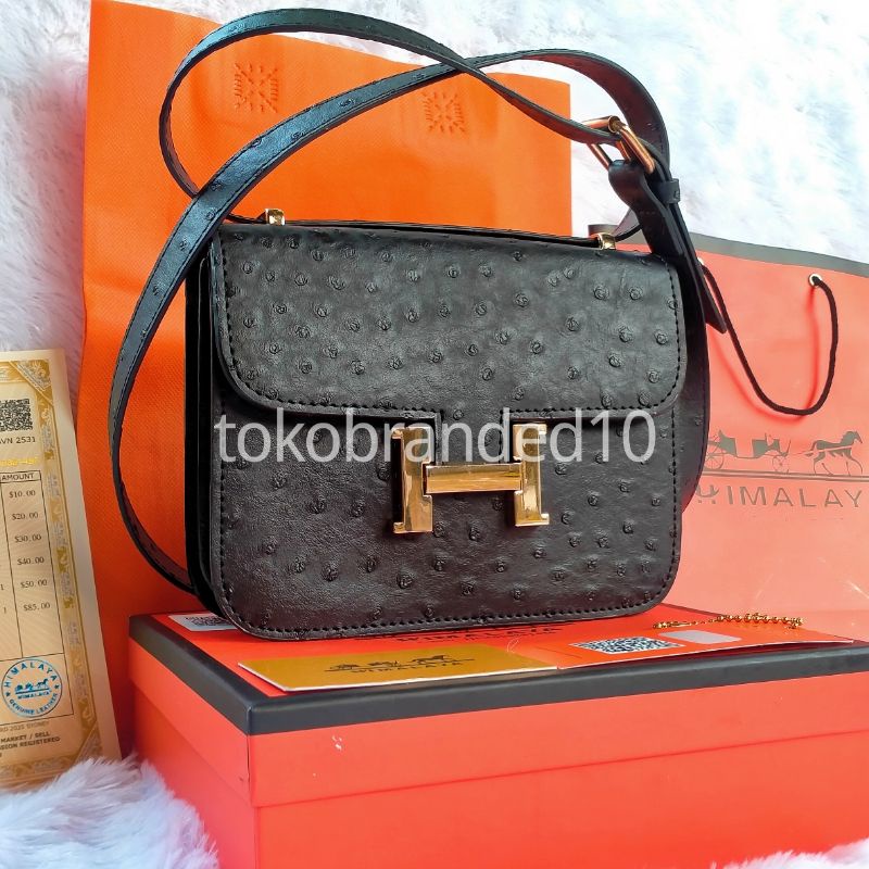 TAS SELEMPANG WANITA HIMALAYA OSTRICH ORI FREE BOX FULLSET