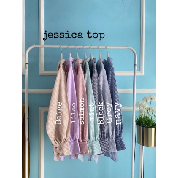 Kemeja wanita Oversize Ld 110 model balon elegan katun premium kotak kecil-4
