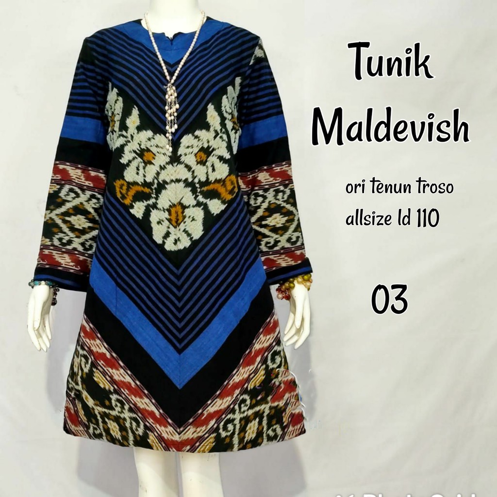 Tunik etnic classic maldevish tenun ori troso jepara dan tunik zipper ori troso