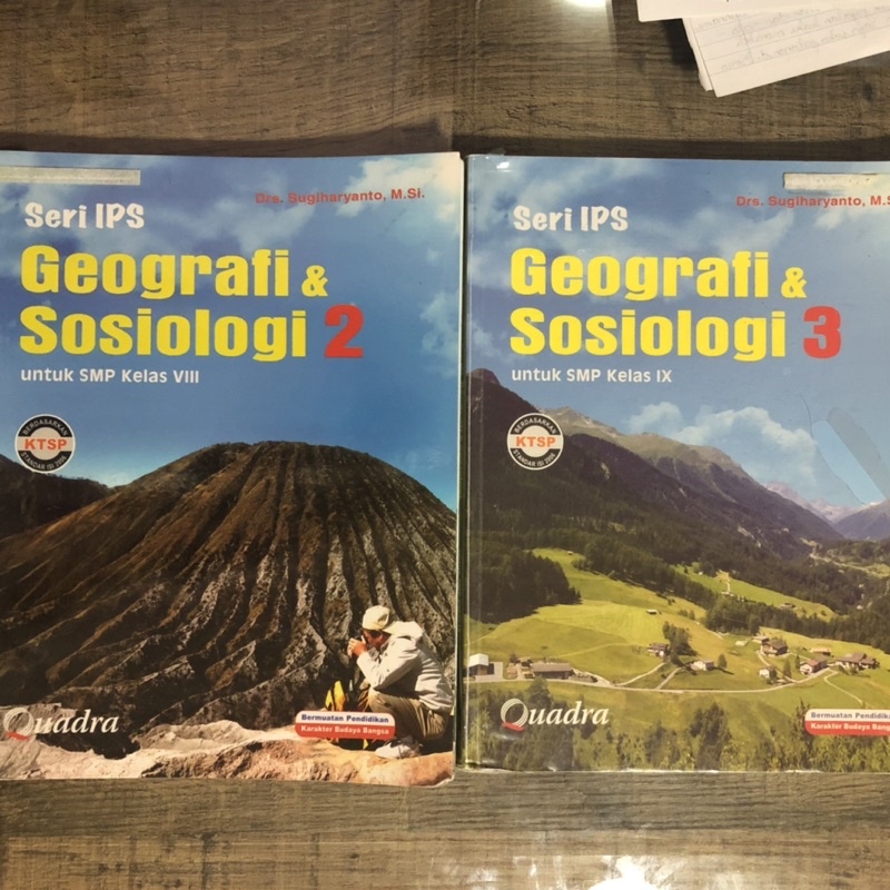 BUKU BEKAS GEOGRAFI DAN SOSIOLOGI SERI IPS SMP KELAS 8 VIII & 9 IX KTSP 2006 PENERBIT QUADRA