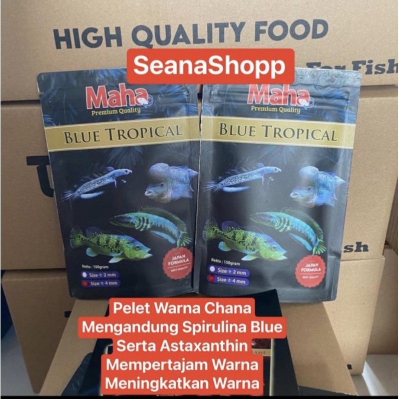 MAHA Tropical Blue Sinking 100 gram Pelet Ikan chana Stewarti Pulchra Pbass Oscar dll