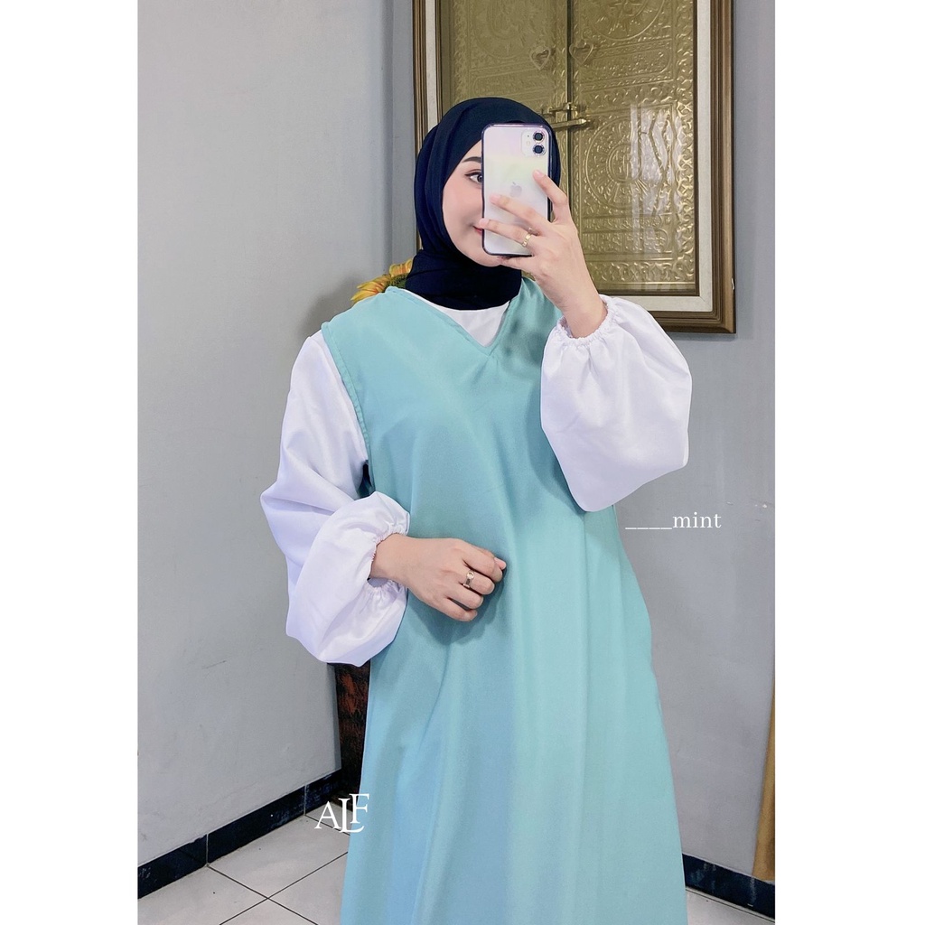 Sania Overall Dress | Basic Inner Dress Tanpa Lengan Gamis Manset Bisa Dalaman / Luaran