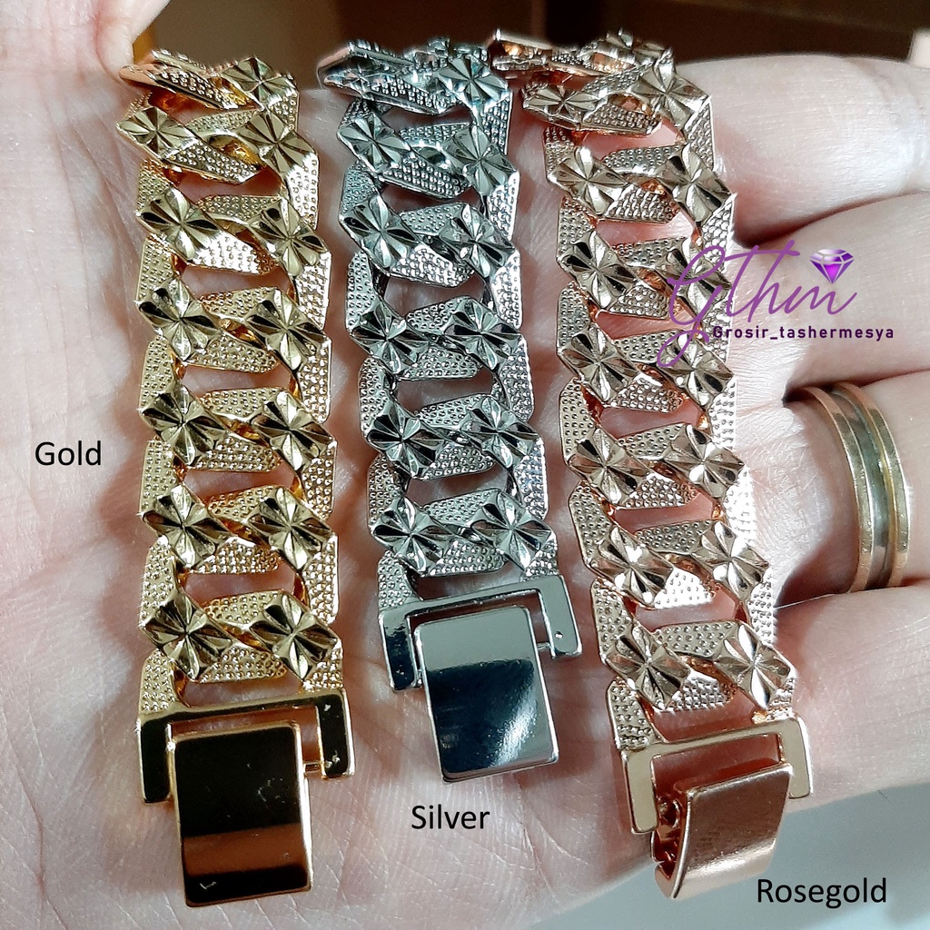 gelang tangan pria wanita sisik naga ukir lapis emas 18k xuping alin jewelry silver gold