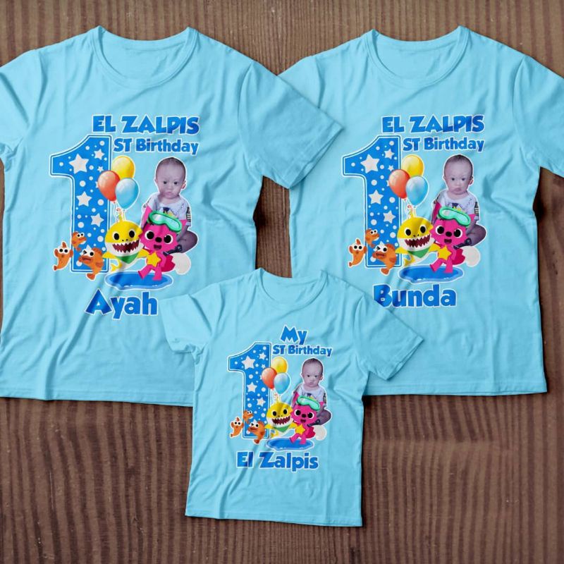 Kaos baby shark mommy shark daddy shark / kaos custom / kaos anak /atasan anak/kaos couple keluarga