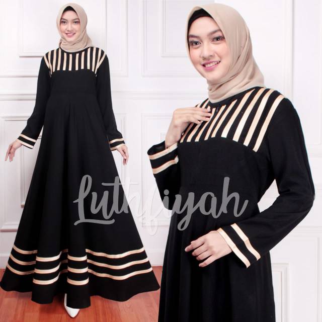 Gamis Murah Gamis Hitam Kombinasi Pita Shopee Indonesia