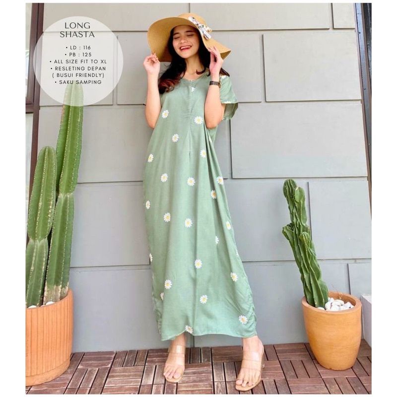 Daster Panjang Semata kaki Busui Kekinian Non Ruffle  AFERO STORE-LONG(SHASTA IJO)