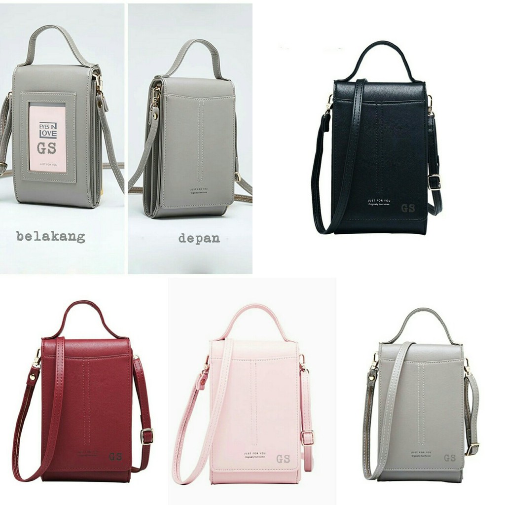 Dompet Pocket Wanita Kulit Sintesis Tas Selempang Mini Banyak Ruang Buat Tempat Kartu