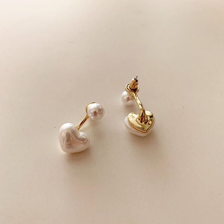 Anting Mutiara vintage Berbentuk Hati Dapat Dilepas Untuk Wanita Aksesoris Telinga Korea