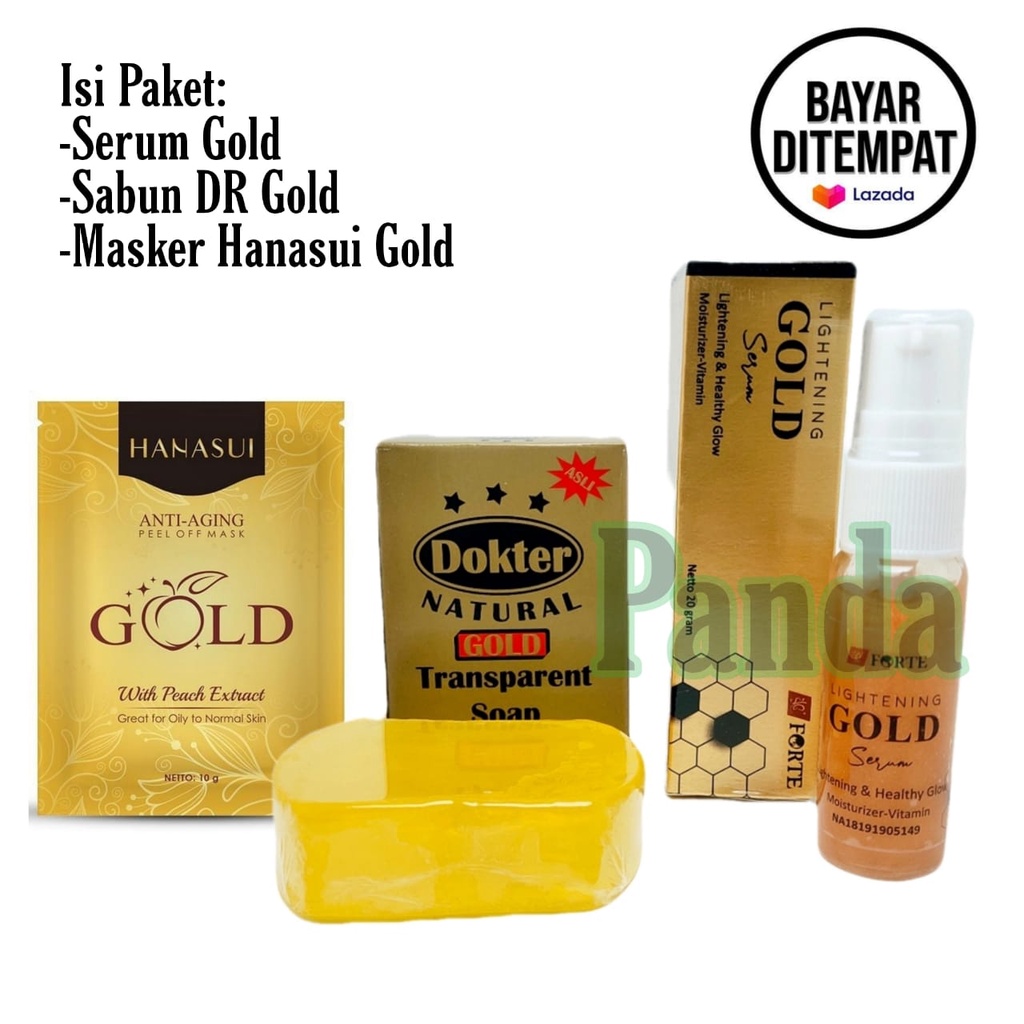 Paket Kecantikan 3in1 Serum Forte Gold+Sabun DR Gold+Masker Hanasui Gold