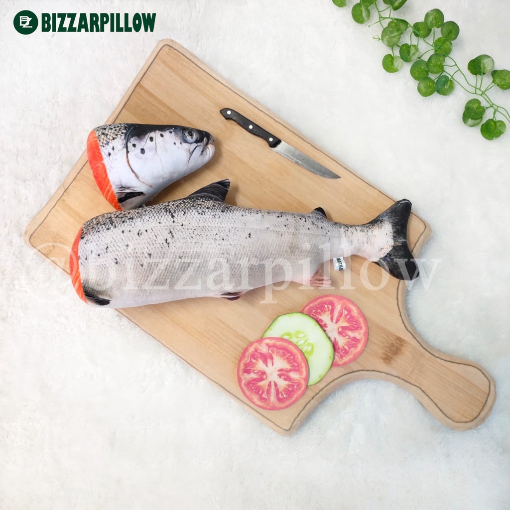 Bizzarpillow Bantal Ikan Salmon Potong size L BZ082