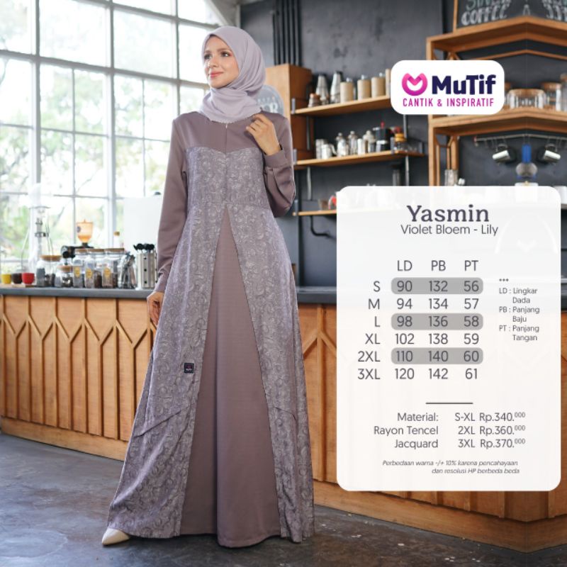 MUTIF GAMIS YASMIN VIOLET BLOEM - lily