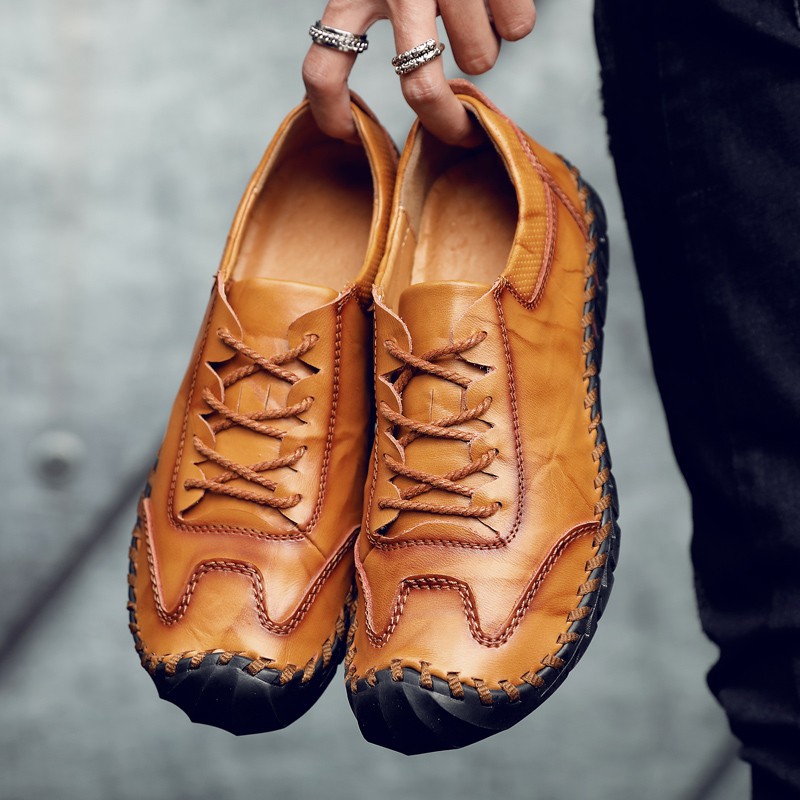  Sepatu  Brogue Pria  Bahan Kulit  Asli Handmade  untuk Musim 