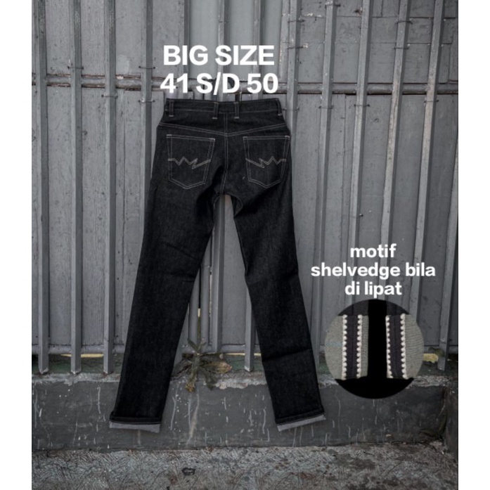 BIG SIZE RAW DENIM  (SIZE 41S/D50) SELVEDGE MIONIS BLACK 14 OZ