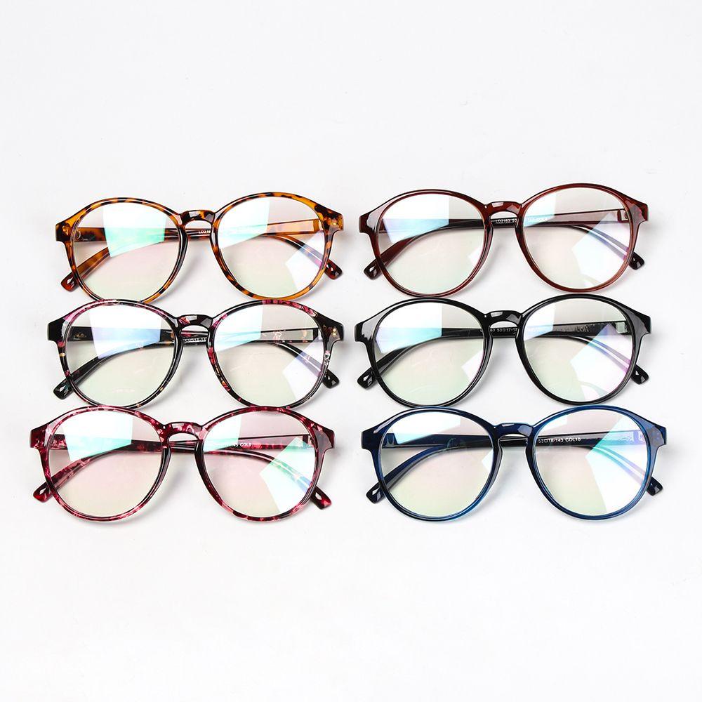 R-flower Round Glasses Vision Care Lensa Transparan Frame Kacamata Optik Retro Plastik