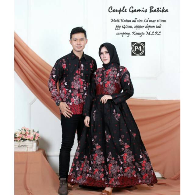 COUPLE BATIK GAMIS DAN KEMEJA LENGAN PANJANG MOTIF CIBULAN BUNGA MAWAR FASHION BATIK PRIA WANI SOGAN