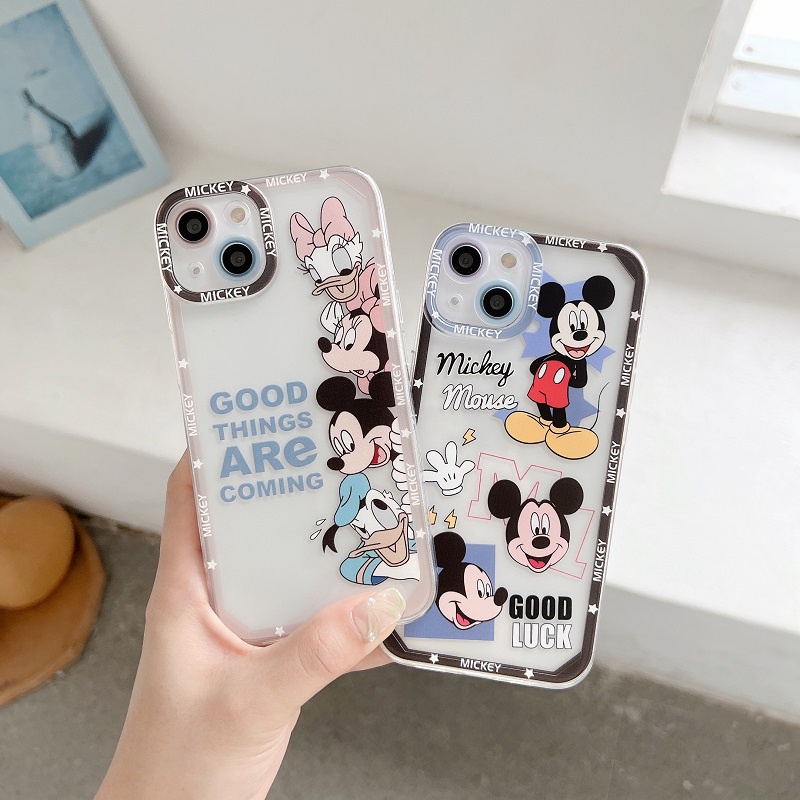 Soft Case Pelindung Transparan Motif Kartun Mickey Donald Duck Anti Jatuh Untuk iPhone 13 12 Pro MAX 11 X XR XS MAX 7 8 Plus