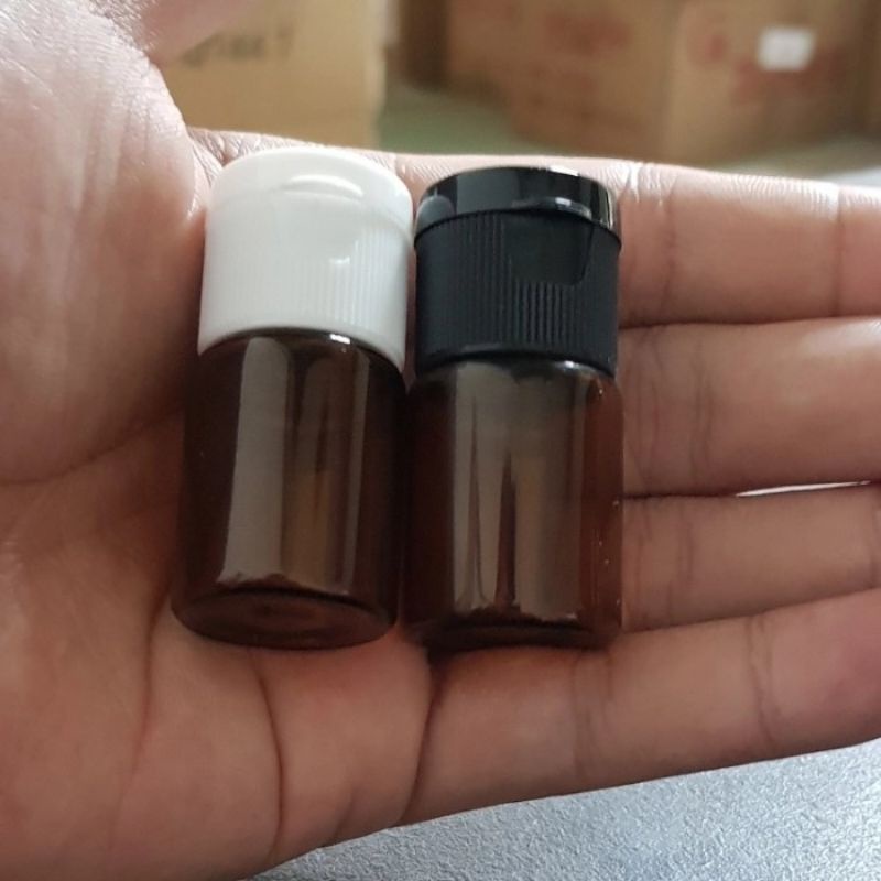 botol kaca 5ml coklat amber tutup fliptop / botol kaca tester 5ml