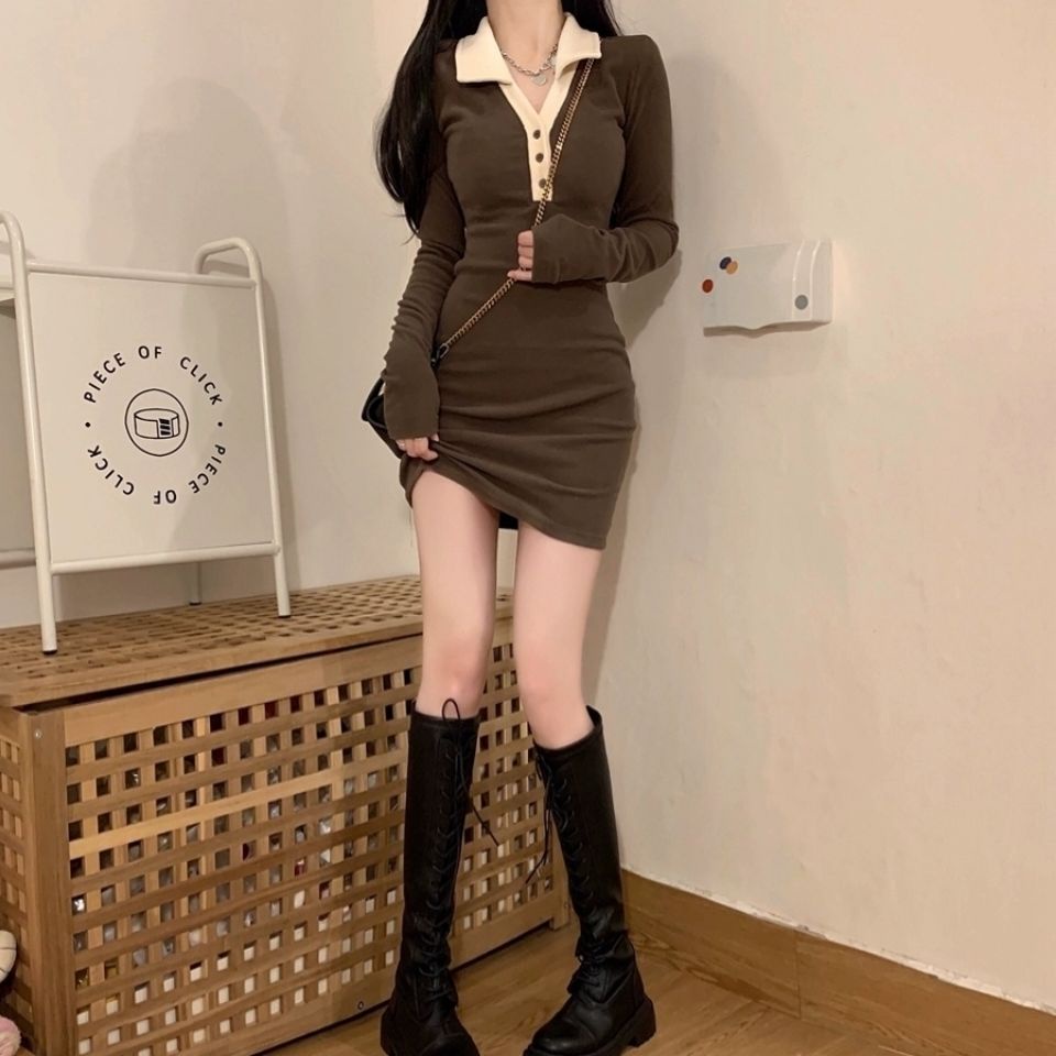 dress korean style [48 hours delivery] knitted dress women s slim fit inner bottoming tight sweet an