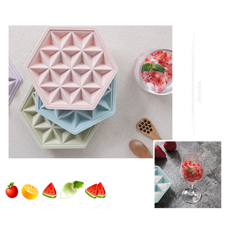 Cetakan Es Batu Hexagonal DIY Kreatif  Cetakan Agar Agar Cetakan Makanan 24 Slot dengan Penutup