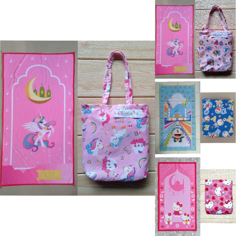 (COD) STELAN MUKENA JUNIOR + SAJADAH USIA 6-8 TH (PILIH MOTIF)