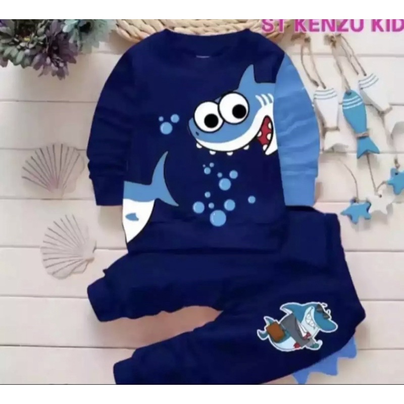 SETELAN SWEATER ANAK MOTIF SHARK//BAJU SWEATER ANAK LAKI LAKI DAN PEREMPUAN