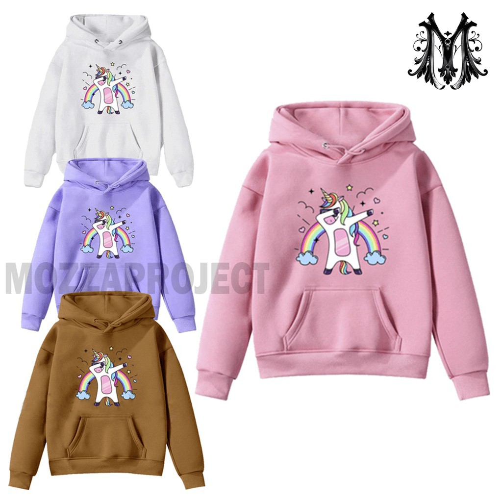 Sweater Hoodie Anak Unirorn Rainbow Sweater Fleece Baju Anak Jaket Anak