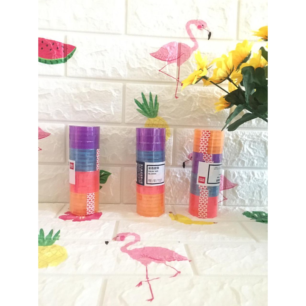 

Deli Isolasi Lakban Kantor 12pcs/tube - Warna Warni 12mm 30yard 30024