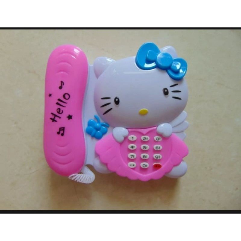 MAINAN ANAK TELEPON LAMPU MUSIK KARAKTER LOVELY KITTY / MAINAN TELEPON